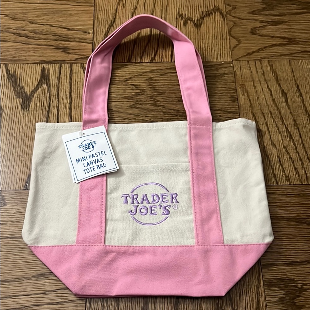 Trader Joe’s Mini Pastel Canvas Tote Bag (Pink)